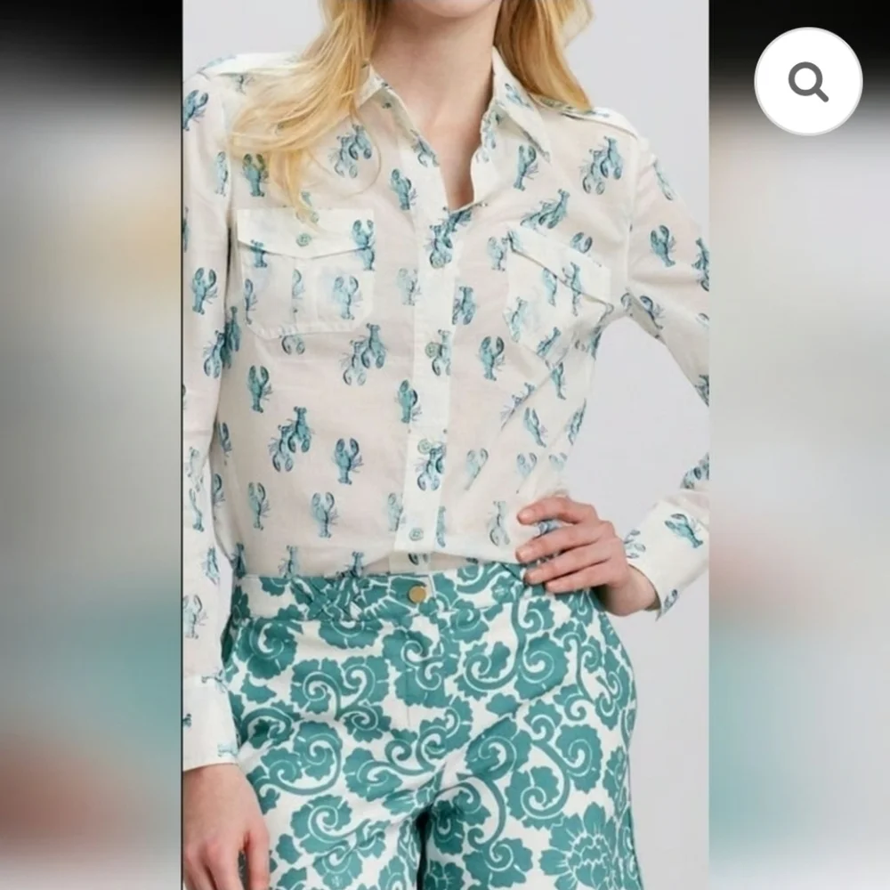 TORY BURCH Brigitte Lobster Voile Blouse size 4